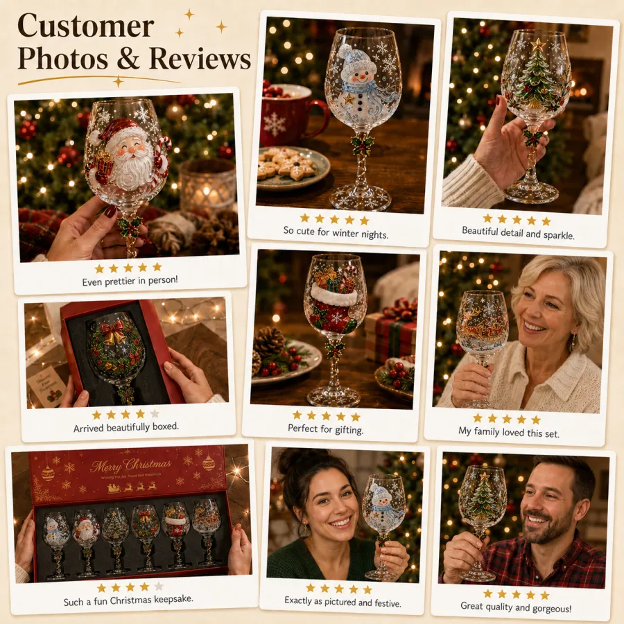 🎁Christmas Wine Glass Collection Gift Box Set✨& Free Shipping