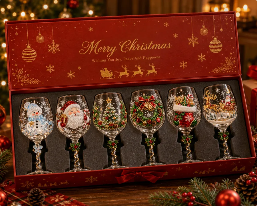 🎁Christmas Wine Glass Collection Gift Box Set✨& Free Shipping