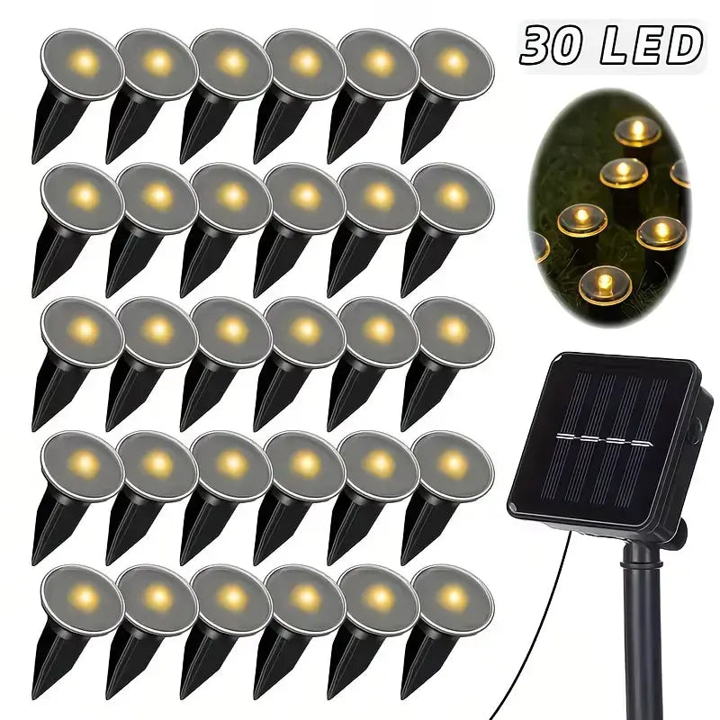 Solar Pathway Lights Set of 30, Outdoor Garden Lights with 8 Lighting Modes, Automatic On/off, Ideal for Paths, Camping, Weddings, Festivals, Waterproof Garden Light, Solar Landscape Lights
