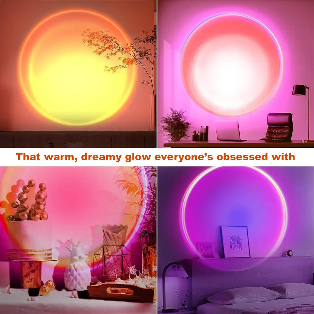 Sunset Lamp Projector Light, Upgraded 180° Rotating 16 RGB Colors Atmosphere Light, sunset moon lamp 4 Modes, Starry Sky Lamp for Bedroom, Couples, Aesthetic Room Decor, Photo Lighting & Gift, Mood lighting Sunset hues, bedroom night light ,#Summervibes