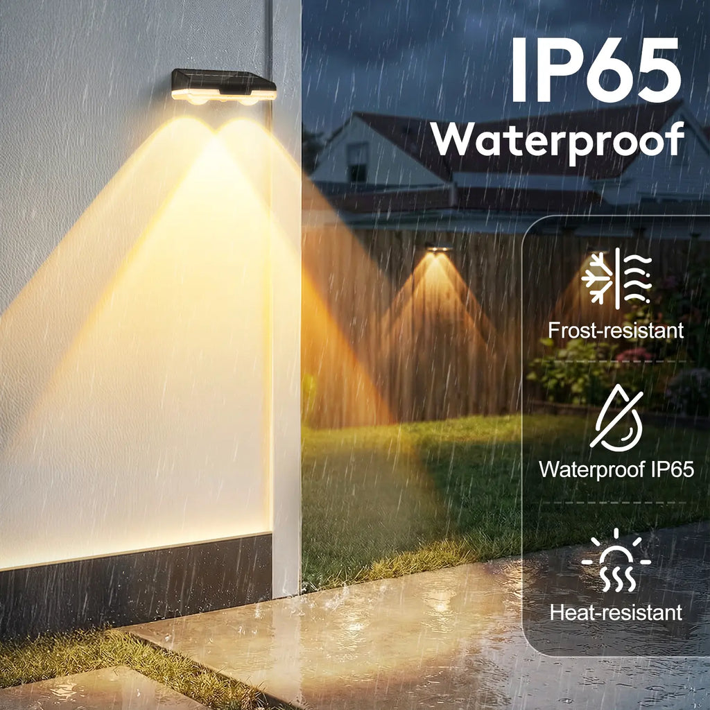 Outdoor solar fence lights, 9 modes RGB solar-powered wall lights, IP65 waterproof LED deck step lights for patio, pool, yard, garden, and gate decor