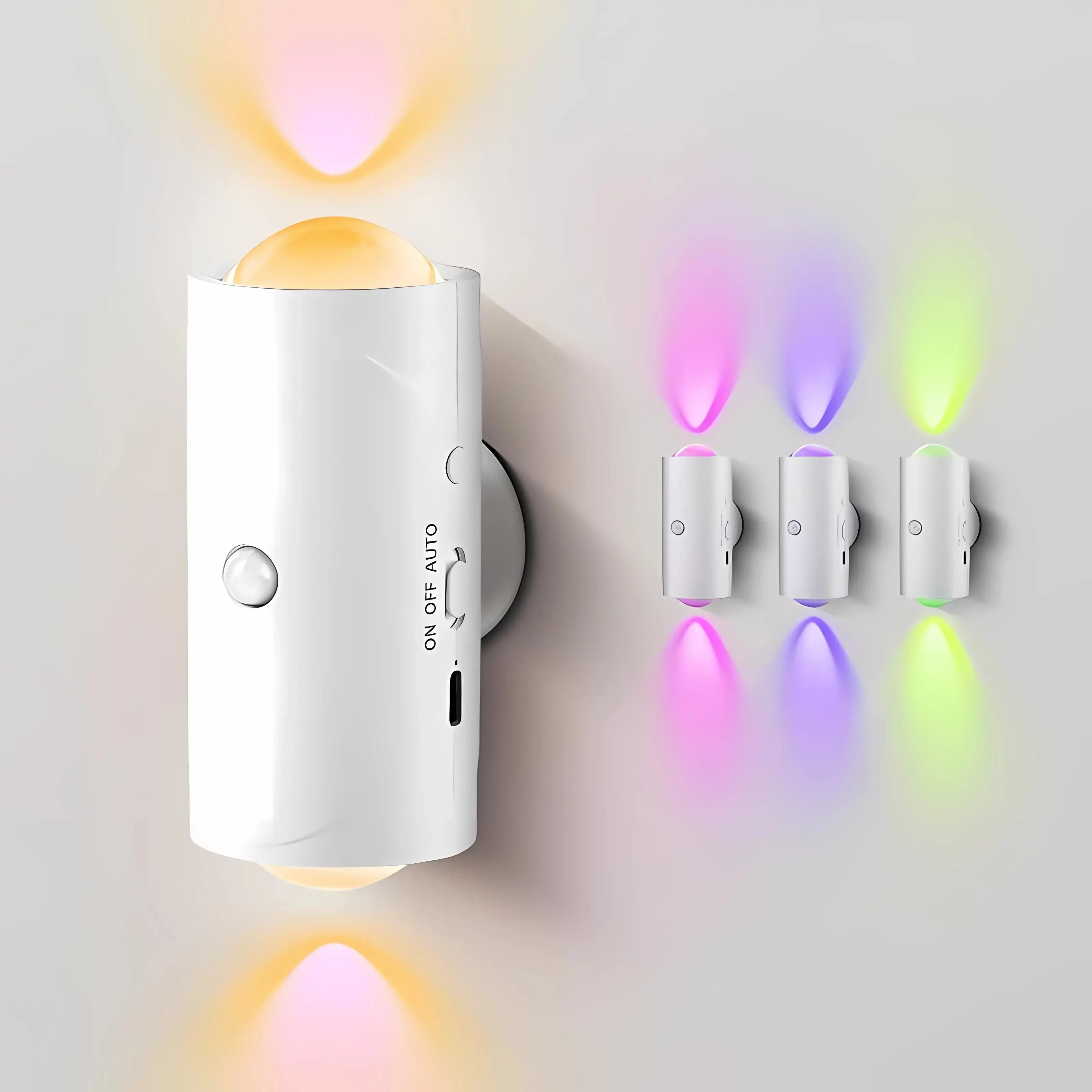 Motion Sensor Light Indoor, Rechargeable Battery Night Light, Ultra-Long Battery Life, Magnetic Stick On Motion Sensor Light 3 Brightness Adjustment Modes for Bedroom, Stairway, Hallway, Outdoor, RGB, Sunset Night Lamp, Christmas, dimmable wall lamp fathe