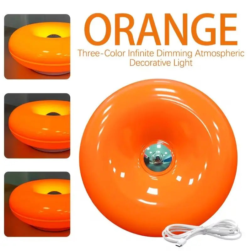 Orange Donut Cozy Lamp，Doughnut LED Night Lamp – Ambient Light, Touch Control,Aesthetic Home Decor & Valentine's Gifts,Birthday(White, Orange,Pink)