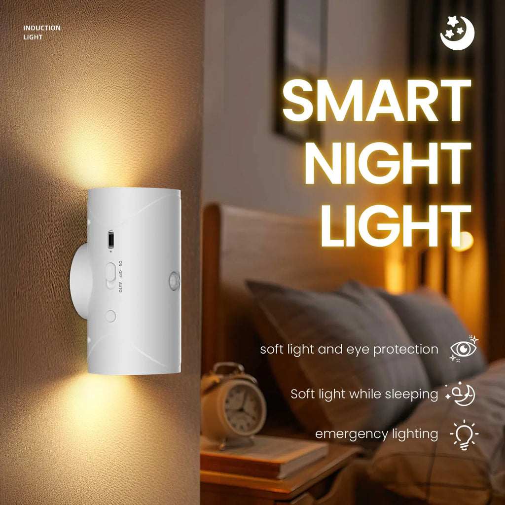 Motion Sensor Light Indoor, Rechargeable Battery Night Light, Ultra-Long Battery Life, Magnetic Stick On Motion Sensor Light 3 Brightness Adjustment Modes for Bedroom, Stairway, Hallway, Outdoor, RGB, Sunset Night Lamp, Christmas, dimmable wall lamp fathe