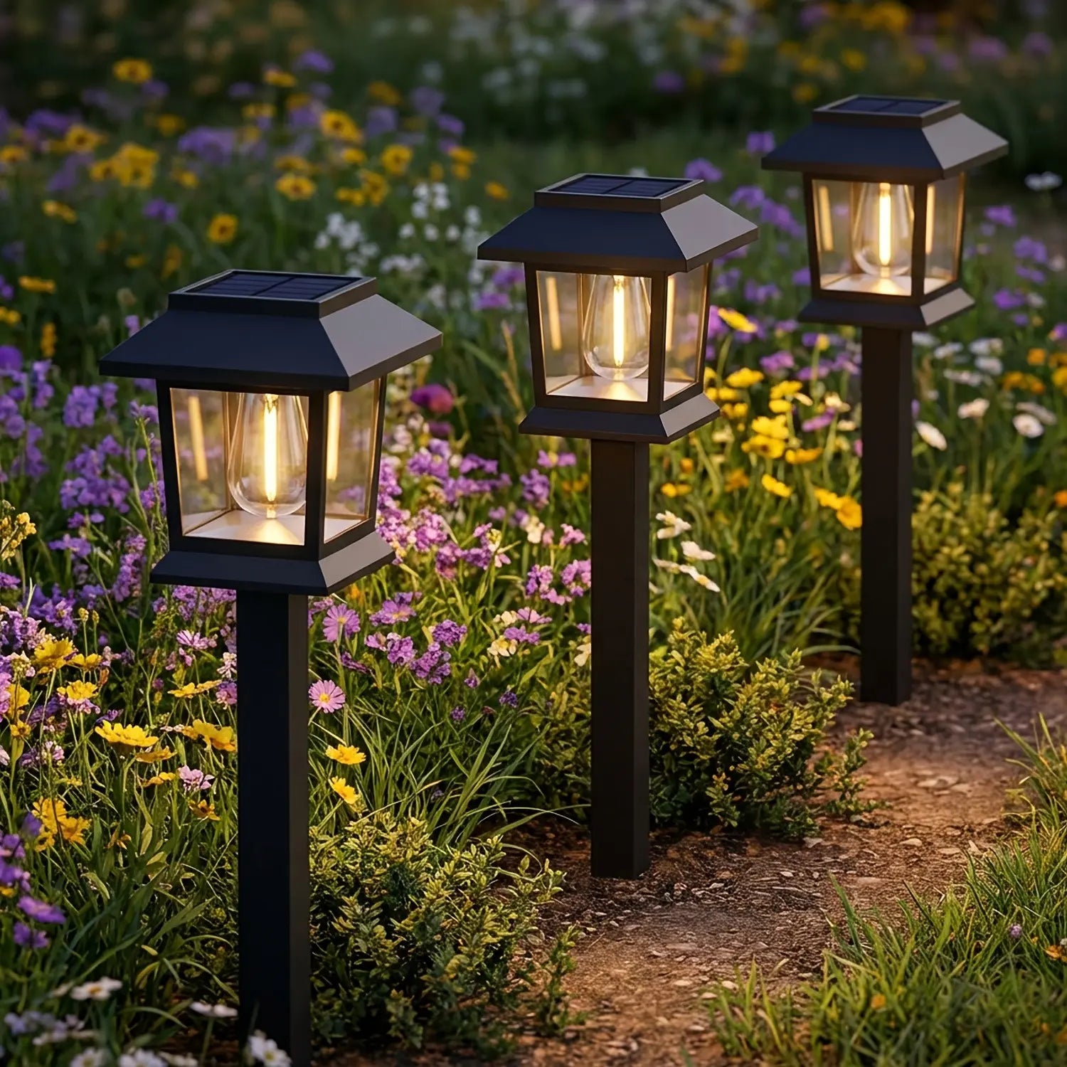 Hoodink 12 Pcs Upgraded LED Solar Pathway Light Waterproof Outdoor Garden Lighting for Driveway Walkway Patio Lawn Warm White 3000K IP44 Easy Installation Brown Hard Plastic Finish Energy Saving Decorative Pathway Lights