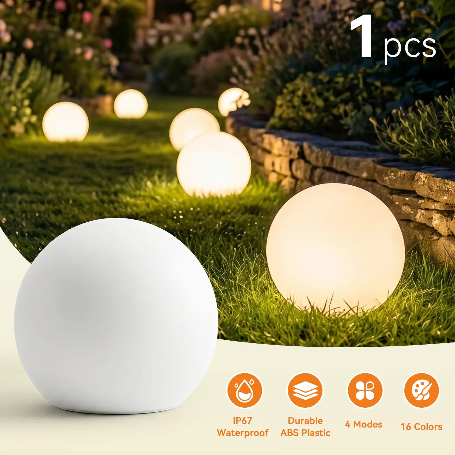 Hoodink 8-in Solar Globe Light Outdoor, Waterproof Solar Ball Light for Outside w/Remote, 16 RGB Color Changing Glowing Orb Lamp Landscape Lighting Mood Lamp w/Ground Stake for Garden Patio Yard Pathway Decor mothersdaygiftideas