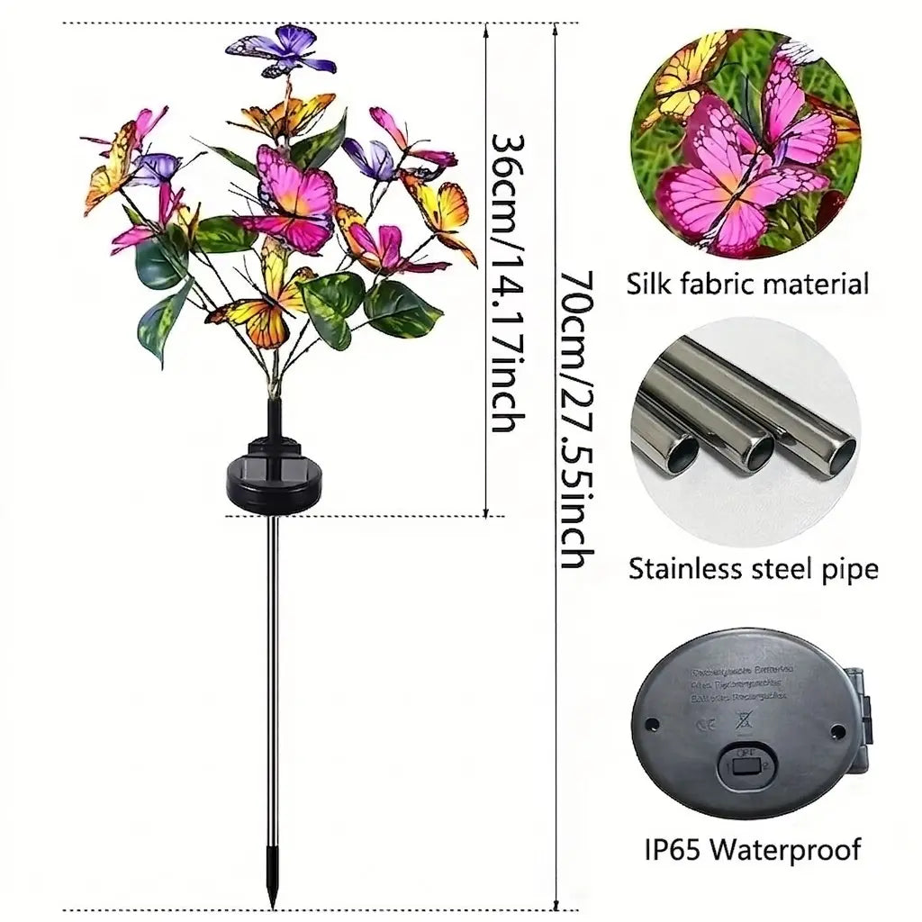 6PCS  Solar Outdoor Garden Decorative Lights 40 Butterfly Solar Lights with Colorful BulbsWaterproof for Yard Patio Pathway Porch LawnIndependence Day Gifts for Women Moms