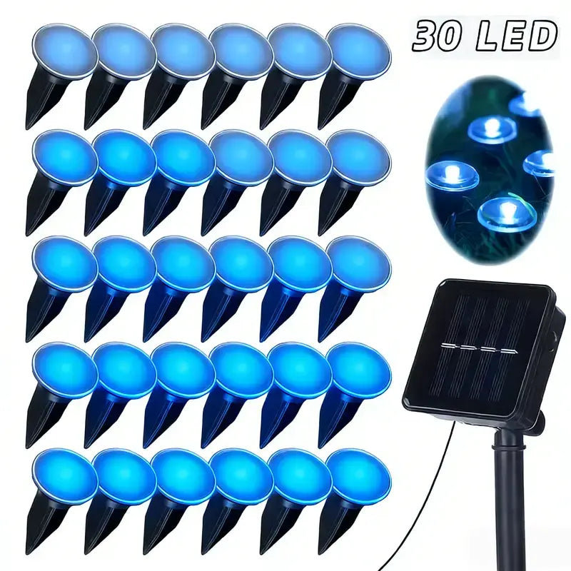 Solar Pathway Lights Set of 30, Outdoor Garden Lights with 8 Lighting Modes, Automatic On/off, Ideal for Paths, Camping, Weddings, Festivals, Waterproof Garden Light, Solar Landscape Lights