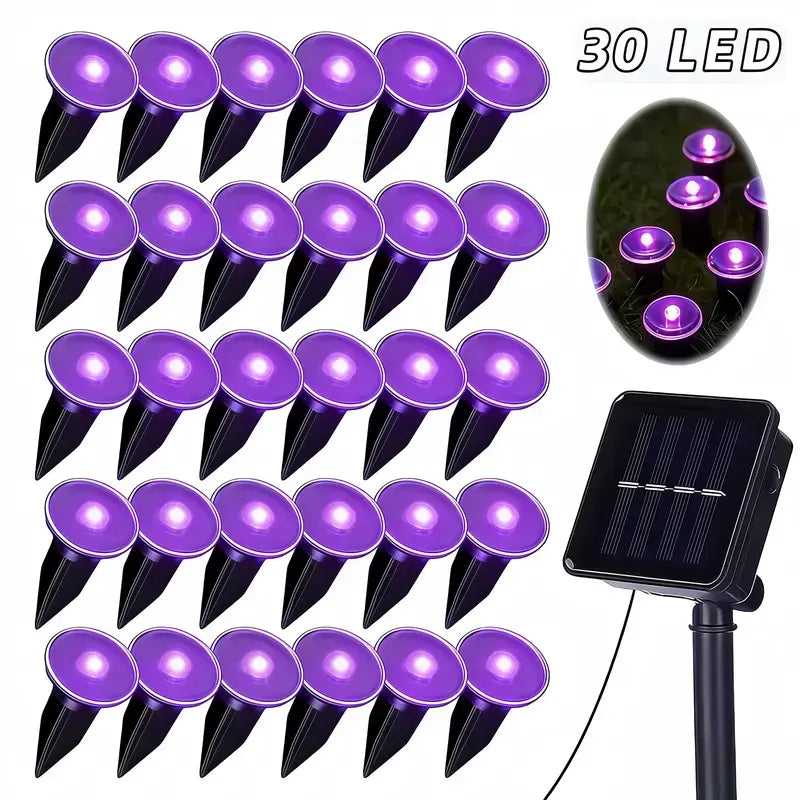 Solar Pathway Lights Set of 30, Outdoor Garden Lights with 8 Lighting Modes, Automatic On/off, Ideal for Paths, Camping, Weddings, Festivals, Waterproof Garden Light, Solar Landscape Lights