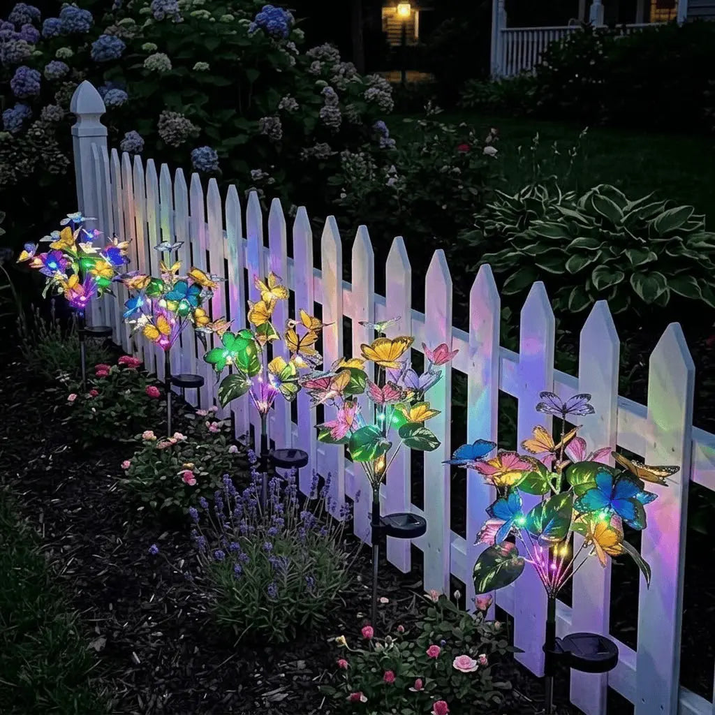 6PCS  Solar Outdoor Garden Decorative Lights 40 Butterfly Solar Lights with Colorful BulbsWaterproof for Yard Patio Pathway Porch LawnIndependence Day Gifts for Women Moms