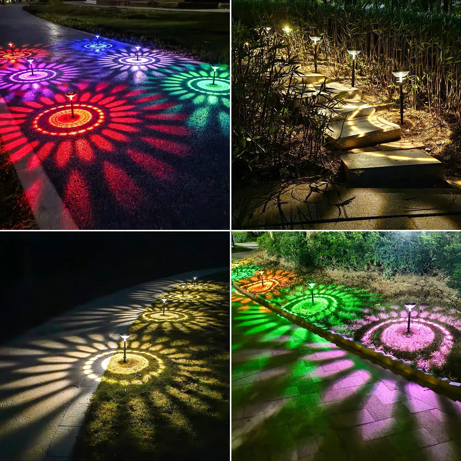 Nupostai Upgrade Bright Solar Pathway Lights,Aesthetic Solar Ground Lights with Sunflower Pattern,Multicolor & Warm White,DIY Height,External Switch,IP67 Waterproof,Auto On/Off LED Lamp for Lawn Yard Backyard Patio Walkway Sidewalk Landscape Decor summerg