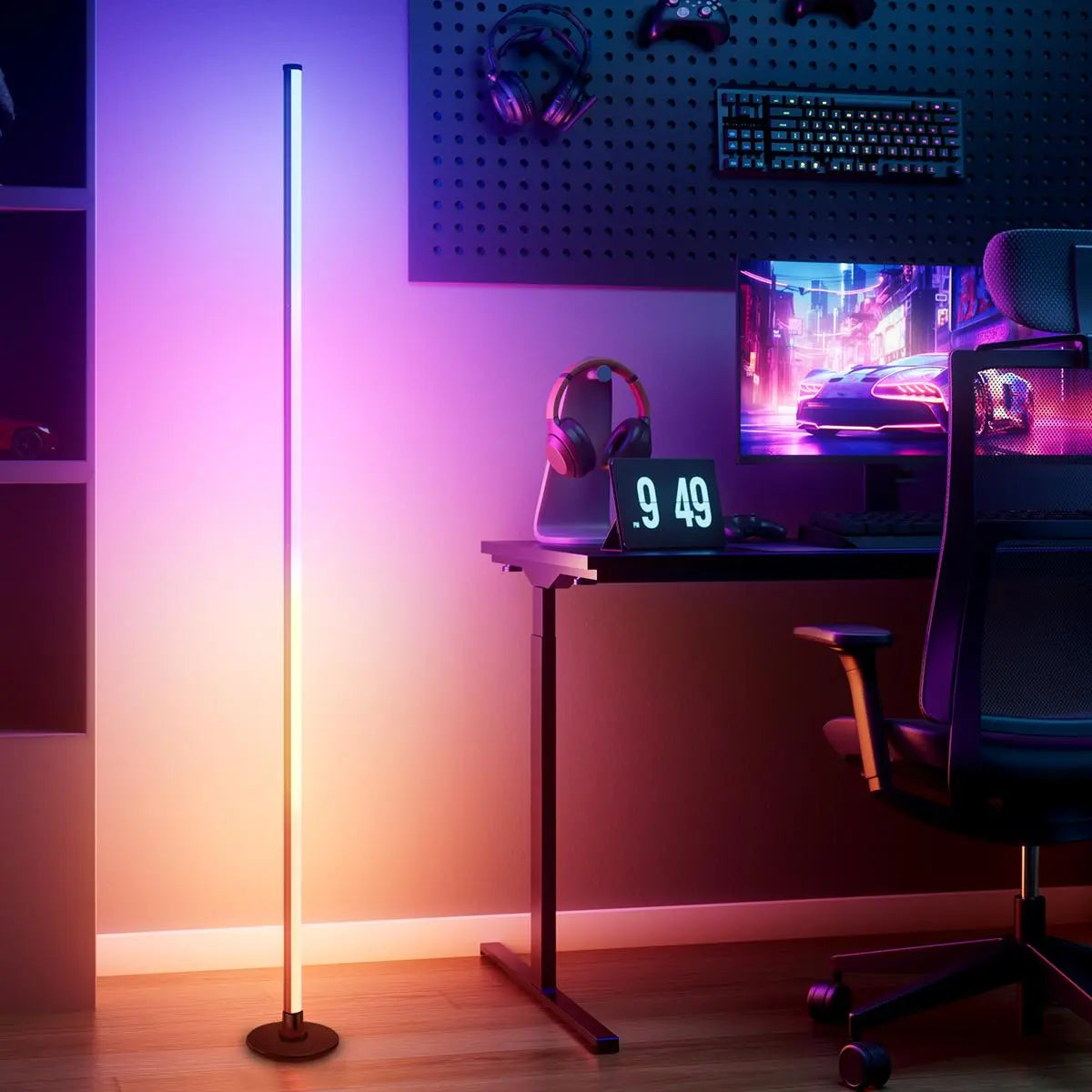 2-Pack  RGBIC Corner Floor Lamp, USB Powered LED Floor Lamp with Remote Control, Color-Changing Atmosphere Lighting LED Lamp for Living Room & Bedroom, Remote Floor Lamps