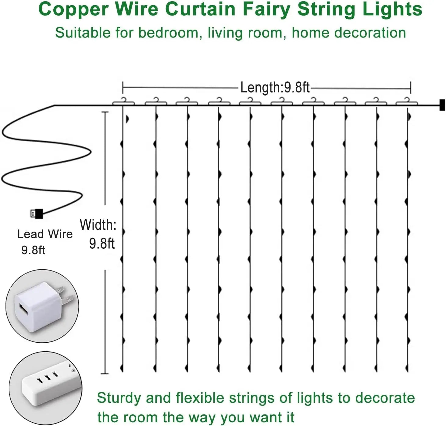 2 Packs 300 LED Curtain String Lights with 8 Modes & Remote Control 9.8x9.8ft Waterproof Indoor Outdoor Decor for Christmas Weddings Party Bedroom Wall Window Super-Bright Flashing Lights