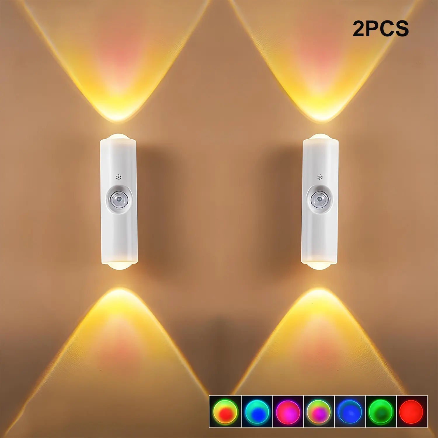 2 Pack Smart Rechargeable LED Night Light with Motion Sensor – RGB Gradient Ambient Lighting, Dimmable Wall Lamp, Magnetic & Stick-On Design, USB Convenient Charging, Long-Lasting Battery, Perfect for Halloween Decor, Bedroom, Stairs, Hallway & Entryway