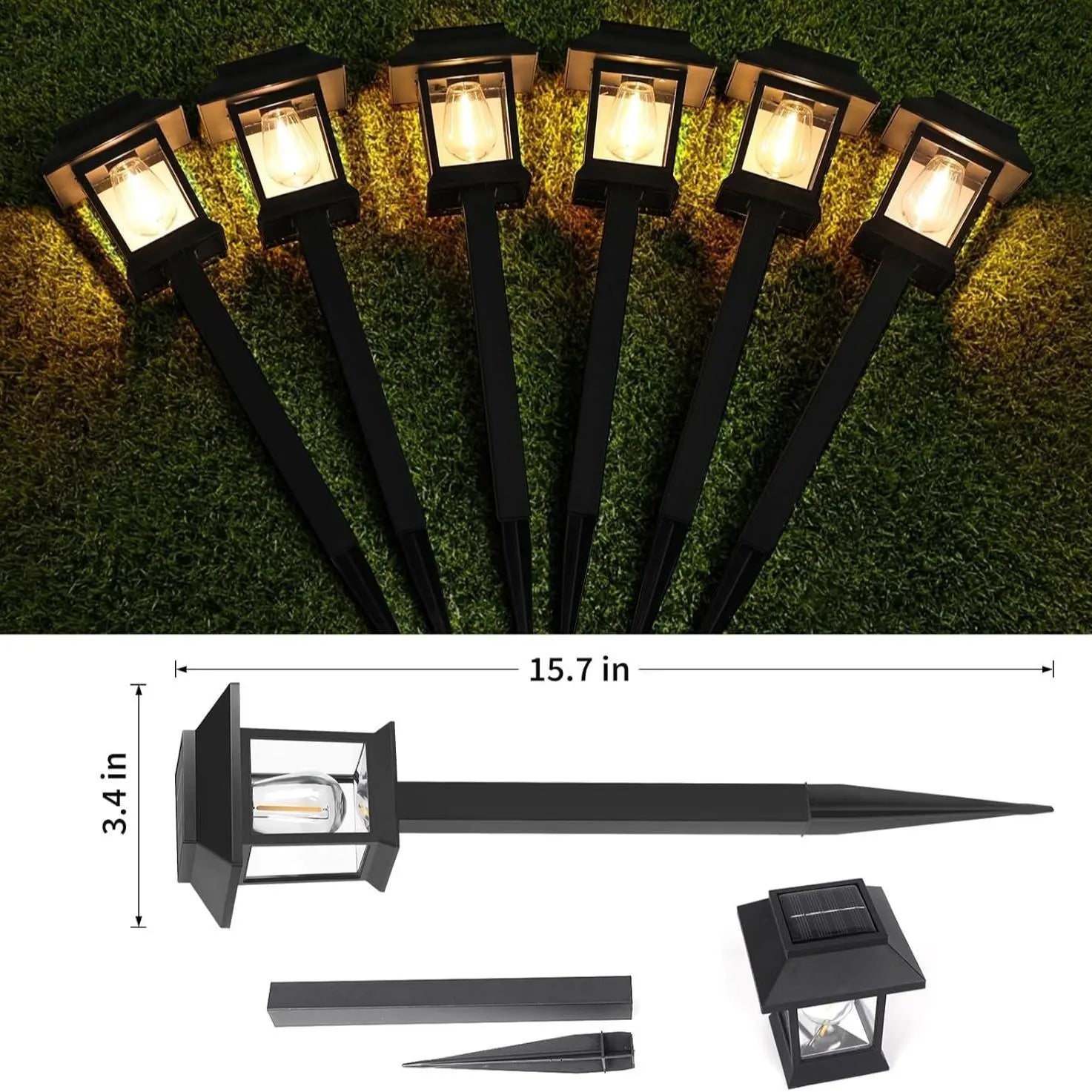 【GLEAM】12/6 Pack Solar Lights Outdoor Waterproof, LED Solar Garden Lights, Outdoor Decorations, Garden Decor for Yard, Patio, Landscape, Planter, Walkway