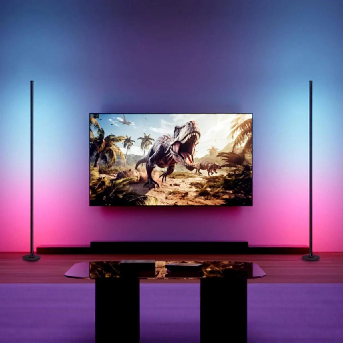 2-Pack  RGBIC Corner Floor Lamp, USB Powered LED Floor Lamp with Remote Control, Color-Changing Atmosphere Lighting LED Lamp for Living Room & Bedroom, Remote Floor Lamps