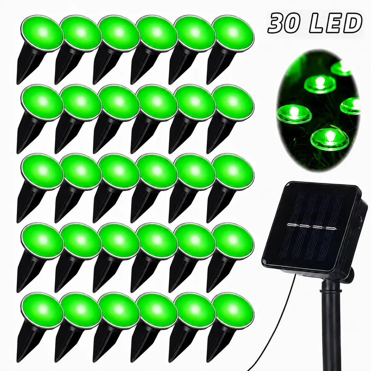 Solar Pathway Lights Set of 30, Outdoor Garden Lights with 8 Lighting Modes, Automatic On/off, Ideal for Paths, Camping, Weddings, Festivals, Waterproof Garden Light, Solar Landscape Lights