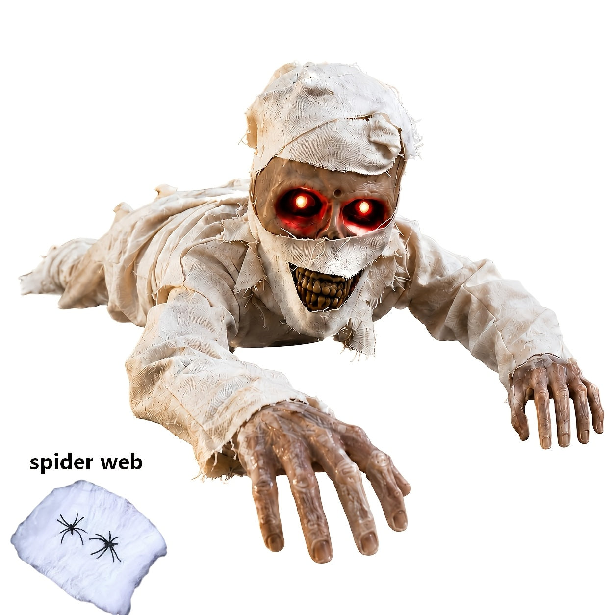 42-Inch for halloween Crawling Mummy Decoration, Sound Mummy Props, Paired with Glowing Eyes And Terrifying Sound Effects - Not Included, Scary Outdoor Courtyard Haunted House Party Decoration, Suitable for Halloween Parties, Scary Nights