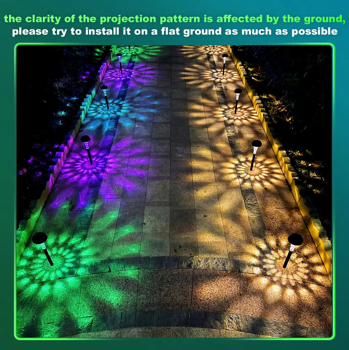 Nupostai Bright Solar Pathway Lights, Color Changing & Warm White, IP67 Waterproof, Auto Work, Sunflower Pattern, Outdoor Garden Lights for Walkway, Yard, Backyard, Patio, Landscape Decor, Halloween, Christmas