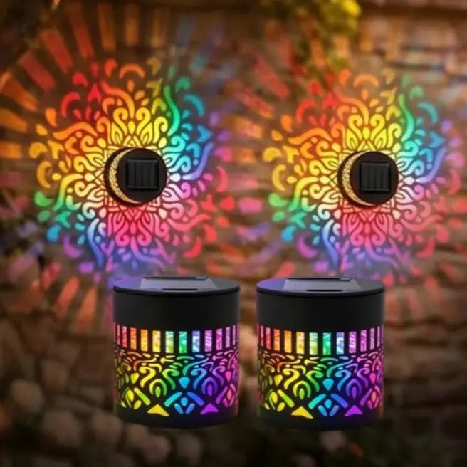 1 Pack Solar Mandala Projection Wall Lights, Waterproof Metal Outdoor Lights, Decorative Landscape Lighting for Garden, Yard, Patio, Fence & Backyard