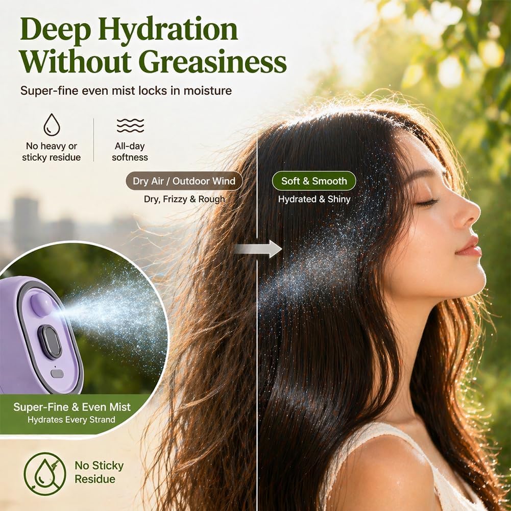 Electric Spray Air Cushion Massage Comb – Rechargeable 5-in-1 Steam Brush for Hair with Self-Cleaning, Anti-Tangle, Scalp Massage for Frizz Control, Wet/Dry and Curly Hair Care (Pink)