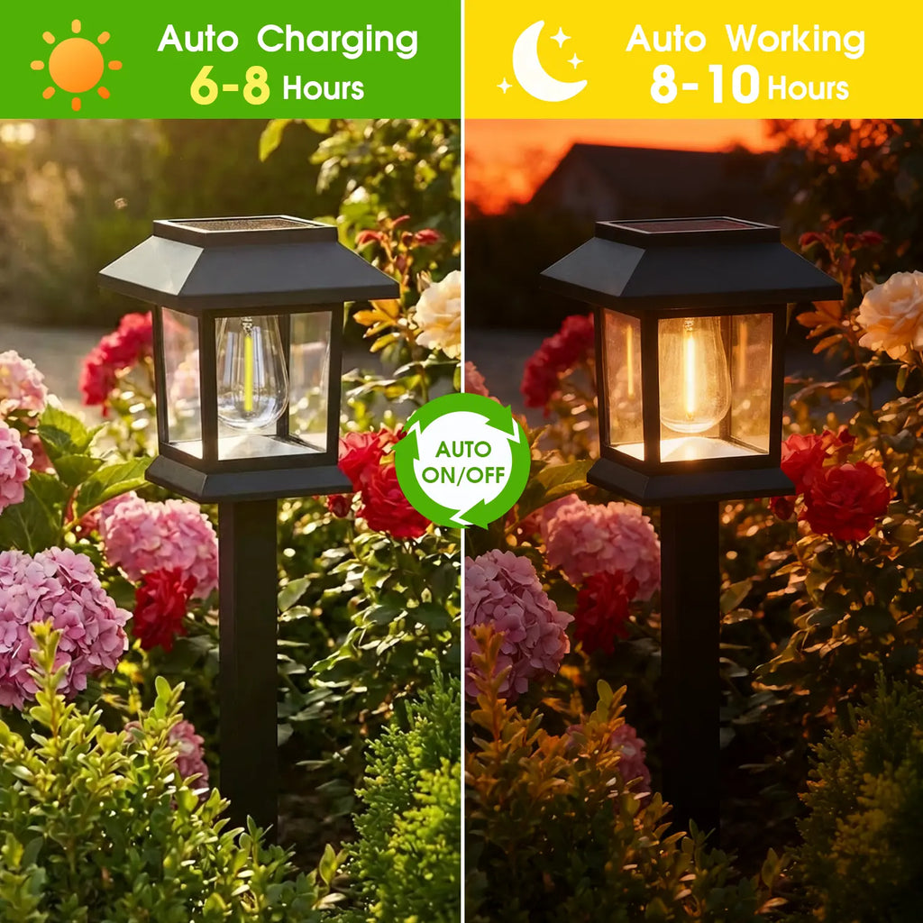 Hoodink 12 Pcs Upgraded LED Solar Pathway Light Waterproof Outdoor Garden Lighting for Driveway Walkway Patio Lawn Warm White 3000K IP44 Easy Installation Brown Hard Plastic Finish Energy Saving Decorative Pathway Lights