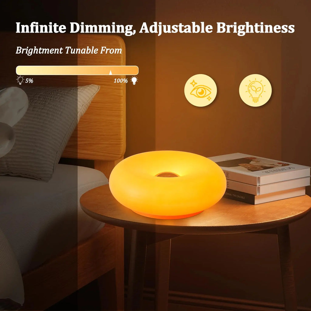 Orange Donut Cozy Lamp，Doughnut LED Night Lamp – Ambient Light, Touch Control,Aesthetic Home Decor & Valentine's Gifts,Birthday(White, Orange,Pink)
