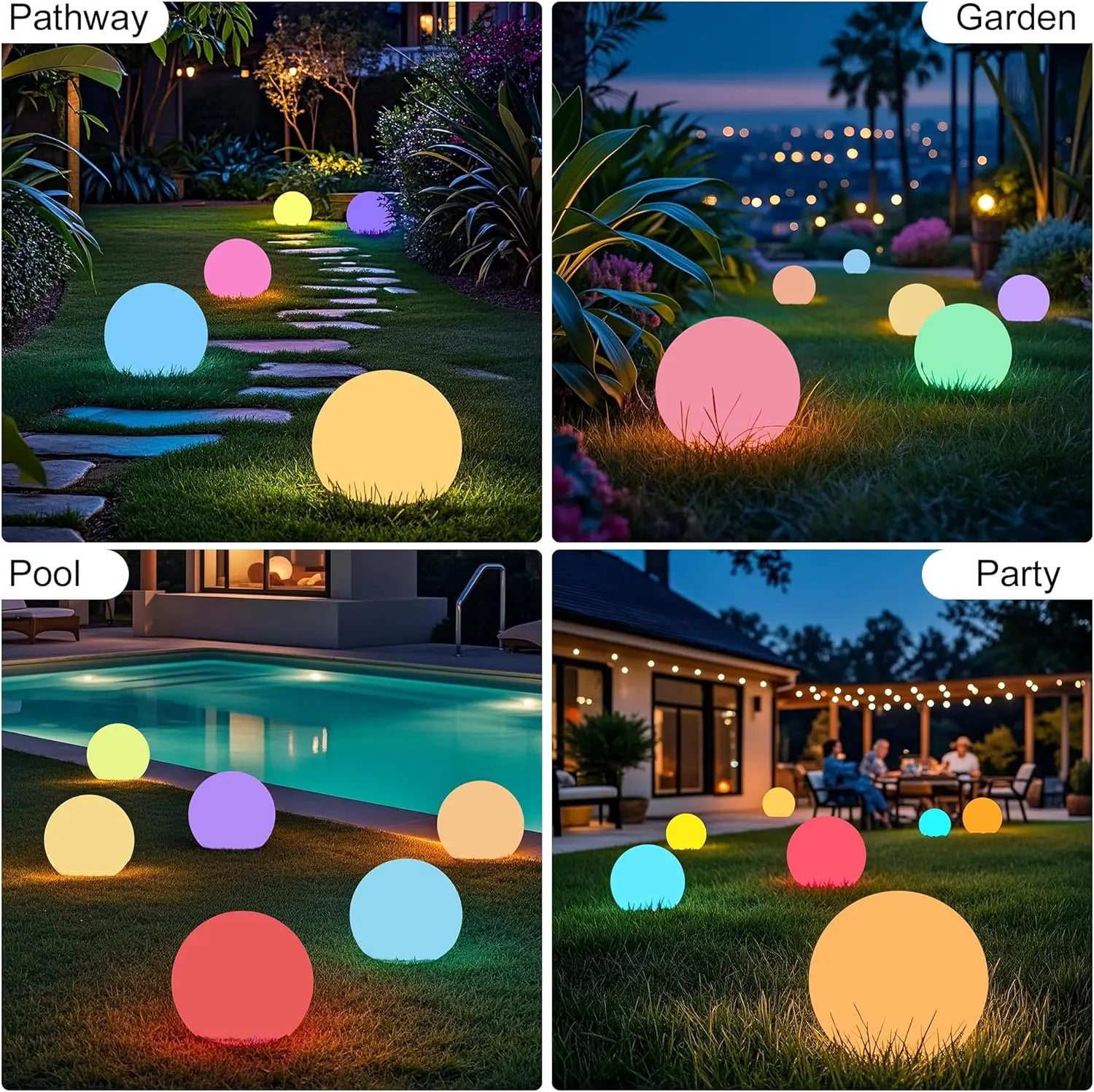 Hoodink 8-in Solar Globe Light Outdoor, Waterproof Solar Ball Light for Outside w/Remote, 16 RGB Color Changing Glowing Orb Lamp Landscape Lighting Mood Lamp w/Ground Stake for Garden Patio Yard Pathway Decor mothersdaygiftideas