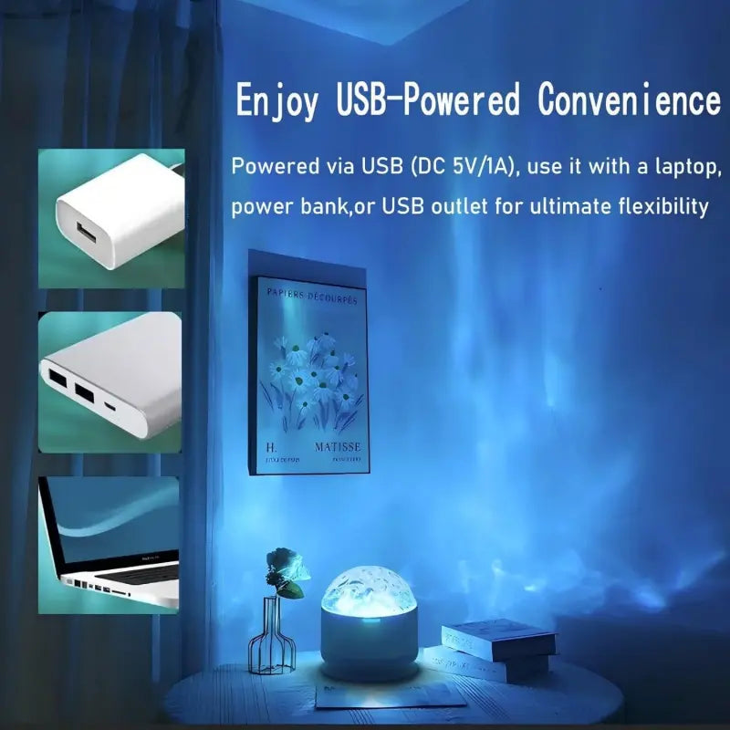 Northern Lights Projector for Bedroom,  Aurora & Ocean Wave 16 Effects,  Color Changing LED Ambient Light for Room Decor & Party