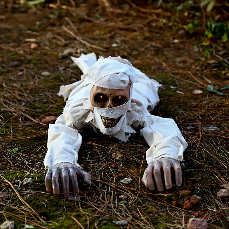 42-Inch for halloween Crawling Mummy Decoration, Sound Mummy Props, Paired with Glowing Eyes And Terrifying Sound Effects - Not Included, Scary Outdoor Courtyard Haunted House Party Decoration, Suitable for Halloween Parties, Scary Nights