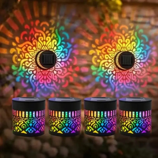 1 Pack Solar Mandala Projection Wall Lights, Waterproof Metal Outdoor Lights, Decorative Landscape Lighting for Garden, Yard, Patio, Fence & Backyard