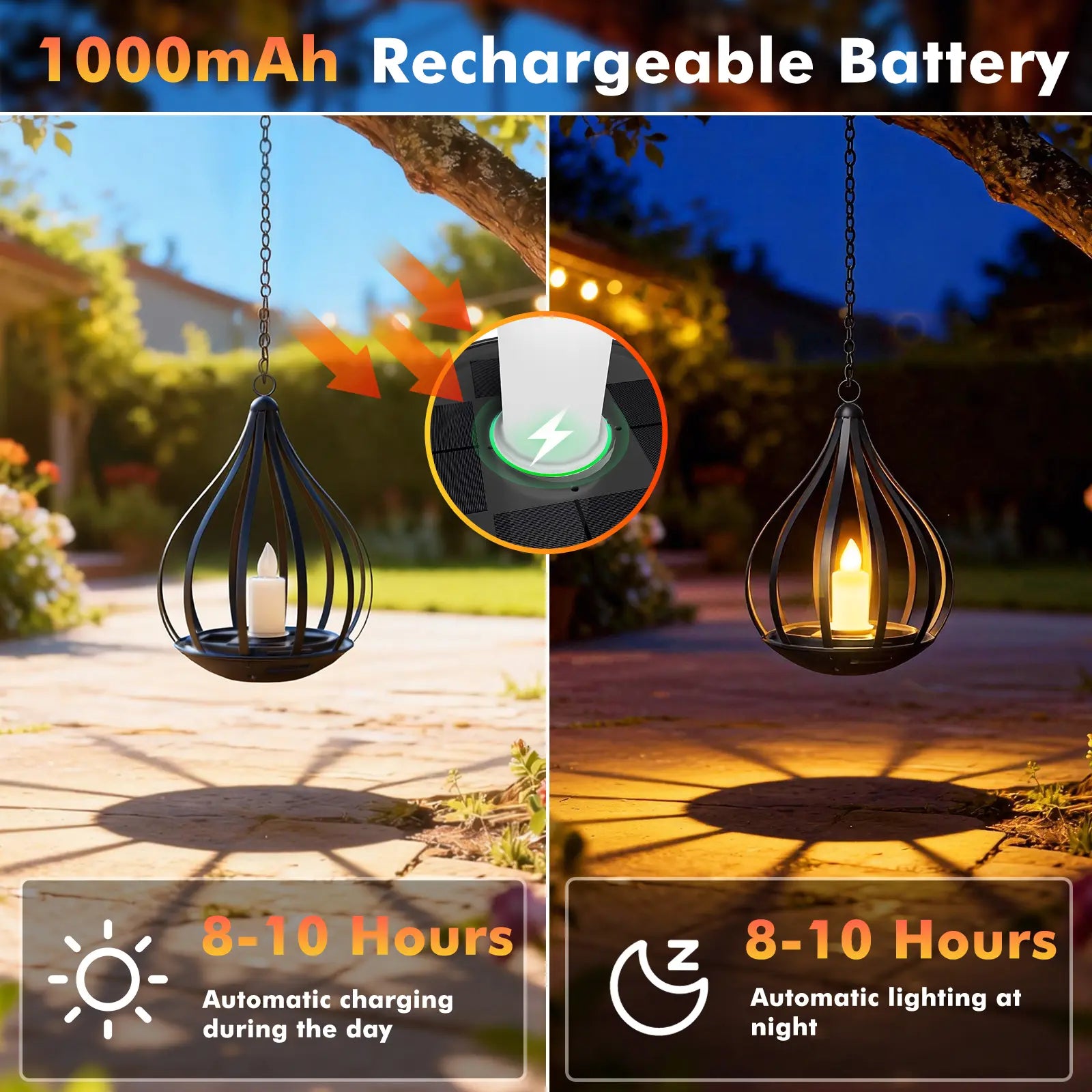 Deals End Sonn, Solar Garden Lights Outdoor Metal Solar Water Drop Shape Candle Lantern 2026 New Design with Flickering Effect & Reflective Patterns, IP65 Waterproof, 20.5 CM × 15.5CM,Outdoor Solar Powered Lights for Patio, Pathway