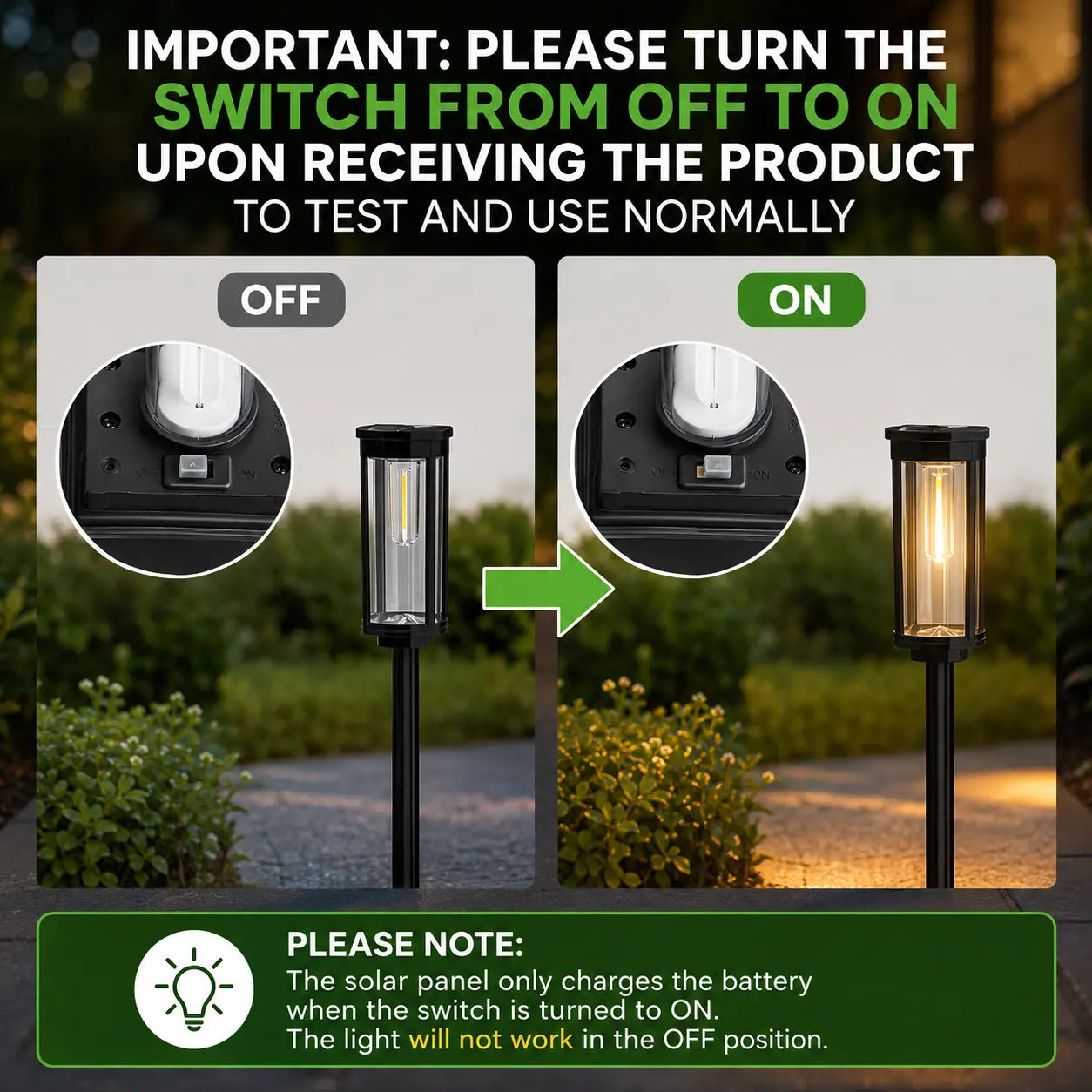 6 Pack Solar Pathway Lights Outdoor, Warm White Waterproof Garden Stake Lights, Auto On/Off Solar Landscape Lighting for Walkway, Yard, Driveway, Patio & Flower Bed