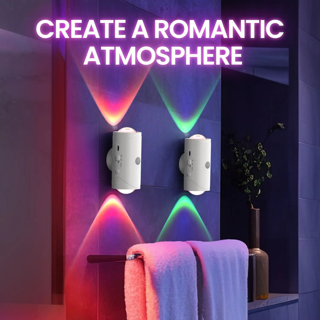 Motion Sensor Light Indoor, Rechargeable Battery Night Light, Ultra-Long Battery Life, Magnetic Stick On Motion Sensor Light 3 Brightness Adjustment Modes for Bedroom, Stairway, Hallway, Outdoor, RGB, Sunset Night Lamp, Christmas, dimmable wall lamp fathe