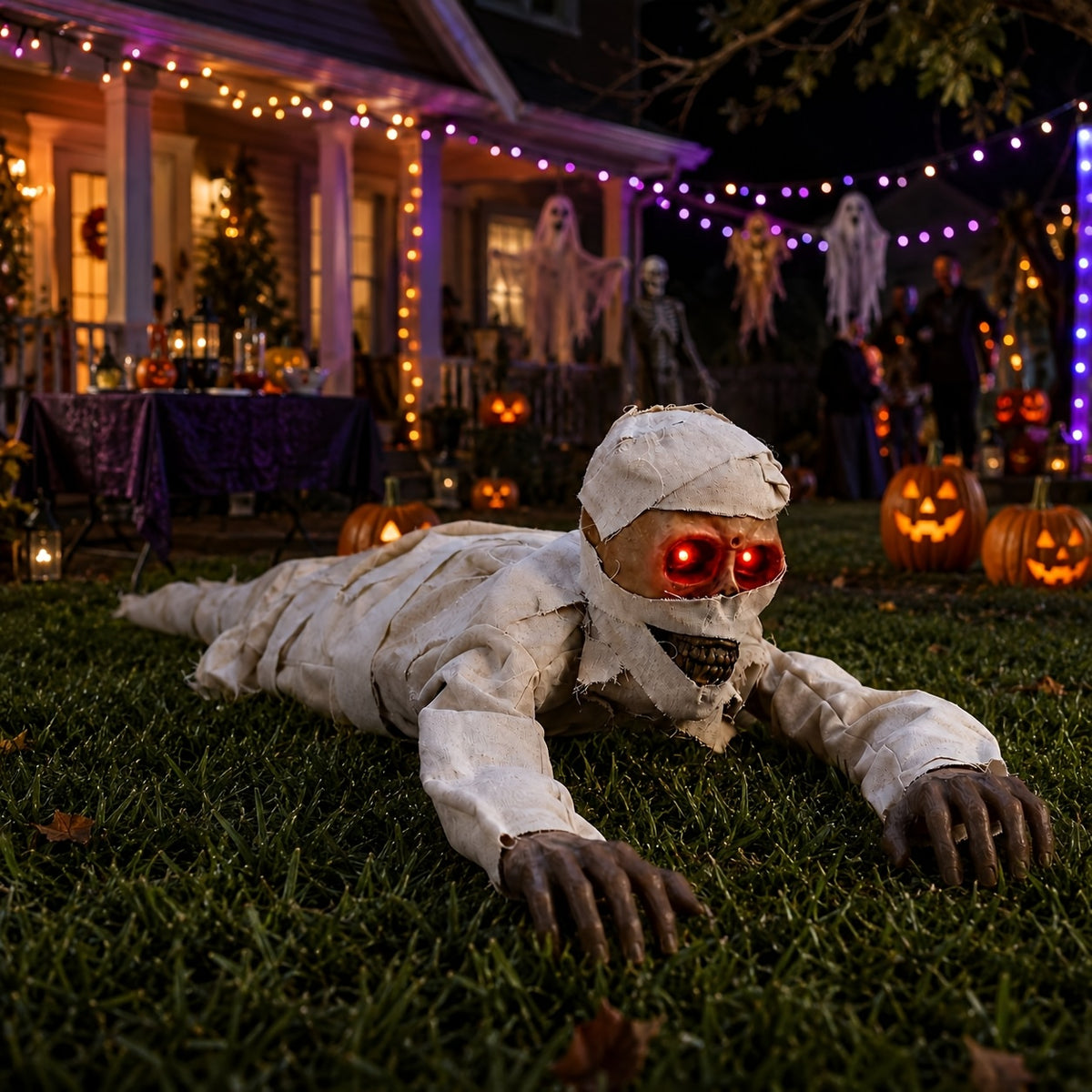 42-Inch for halloween Crawling Mummy Decoration, Sound Mummy Props, Paired with Glowing Eyes And Terrifying Sound Effects - Not Included, Scary Outdoor Courtyard Haunted House Party Decoration, Suitable for Halloween Parties, Scary Nights