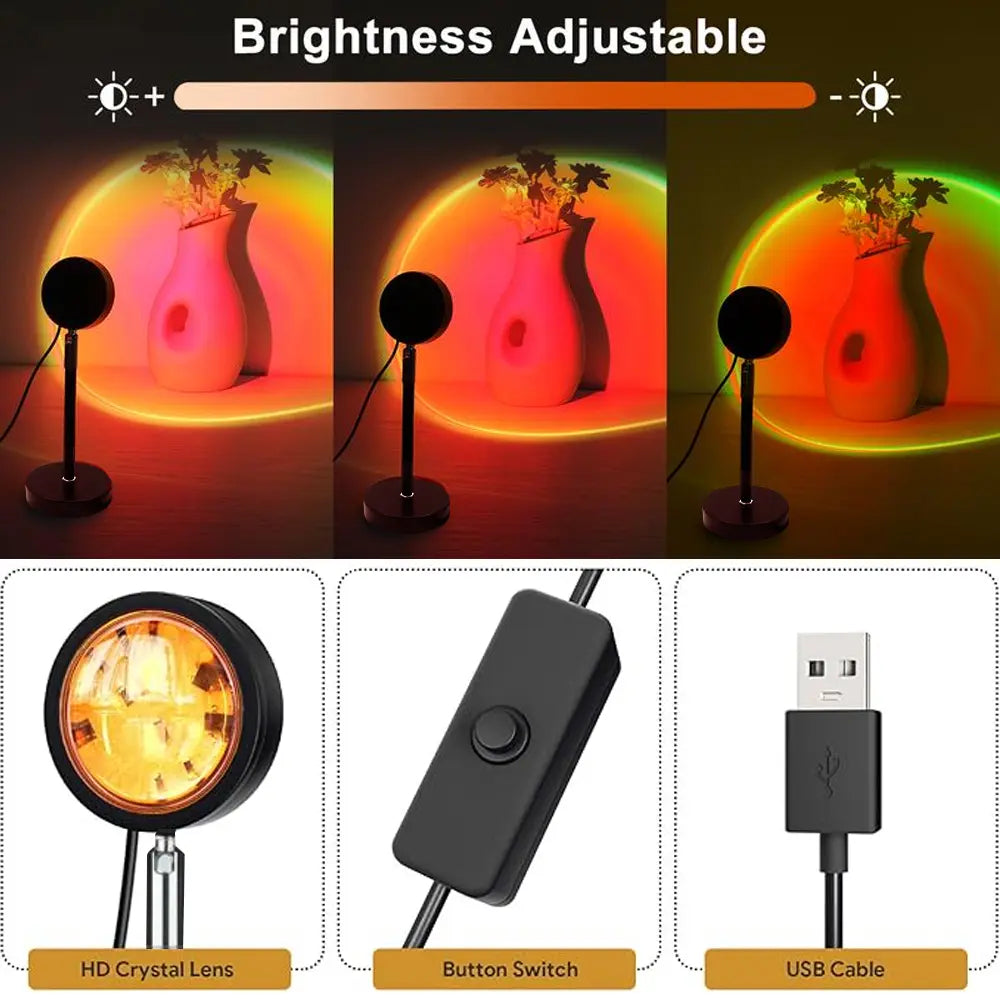 Sunset Lamp Projector Light, Upgraded 180° Rotating 16 RGB Colors Atmosphere Light, sunset moon lamp 4 Modes, Starry Sky Lamp for Bedroom, Couples, Aesthetic Room Decor, Photo Lighting & Gift, Mood lighting Sunset hues, bedroom night light ,#Summervibes