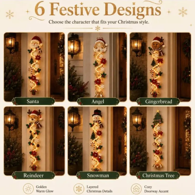 Glowing Christmas Door Hanger, Festive Holiday Decoration, Xztyd-01 Model, Non-Precious Metal Plated, Ideal for Celebrations