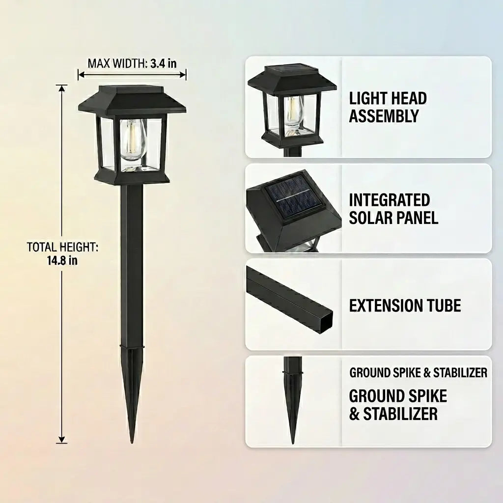【GLEAM】12/6 Pack Solar Lights Outdoor Waterproof, LED Solar Garden Lights, Outdoor Decorations, Garden Decor for Yard, Patio, Landscape, Planter, Walkway