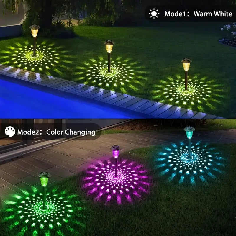 Solar Pathway Lights Outdoor 2/10Pack, 2026 Upgraded Stainless Steel Glass RGB Color Changing + Warm White Auto On/Off, word 8-12 Hrs IP65 Waterproof Landscape Lighting for Garden Walkway Yard Driveway,Christmas Housewarming Gardening Lover Gifts