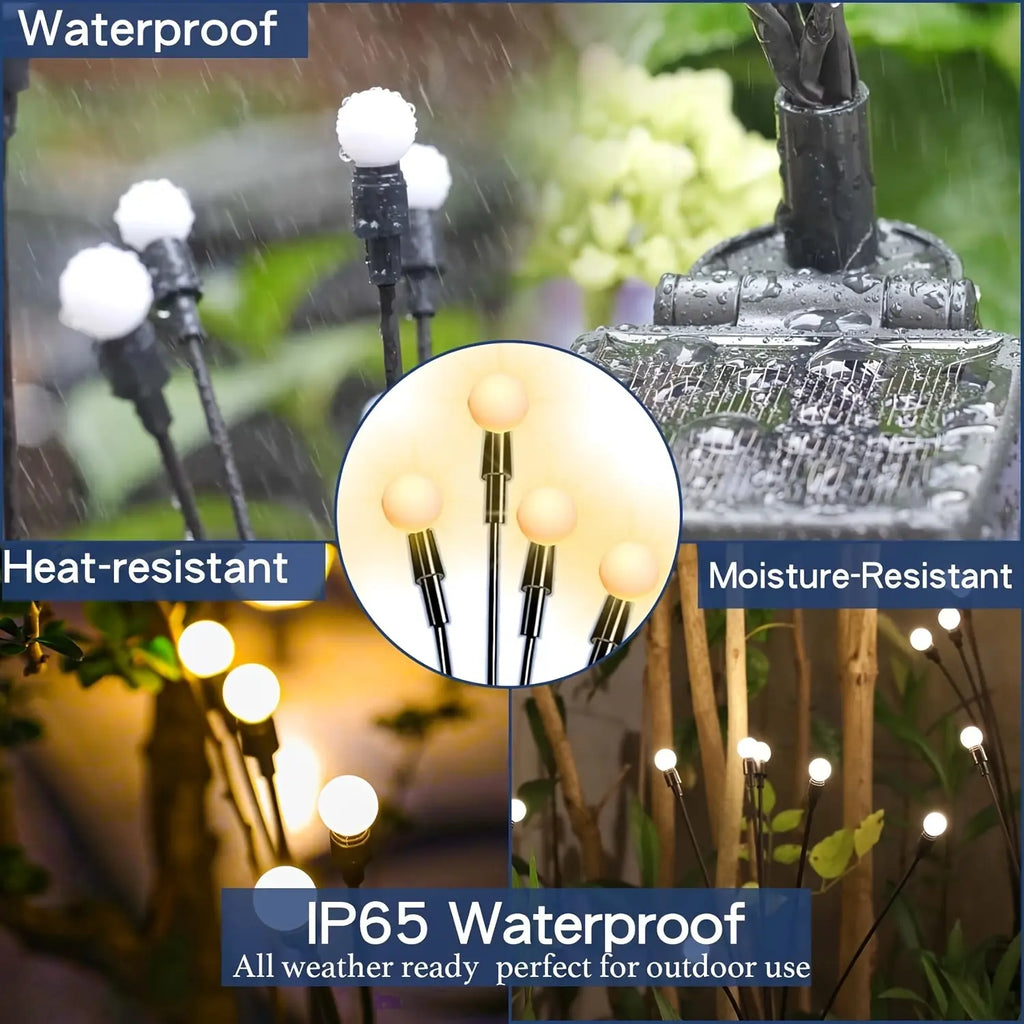 Hoodink Solar Firefly Light, Solar Lights Outdoor（4/8 Packs, 32/48 LEDs), Solar Garden Lights, Garden Decor, Fairy Lights, Firefly Light for Patio Decor,Big Bulb,Gifts for Women, Girlfriend,Grandma
