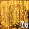 2 Packs 300 LED Curtain String Lights with 8 Modes & Remote Control 9.8x9.8ft Waterproof Indoor Outdoor Decor for Christmas Weddings Party Bedroom Wall Window Super-Bright Flashing Lights