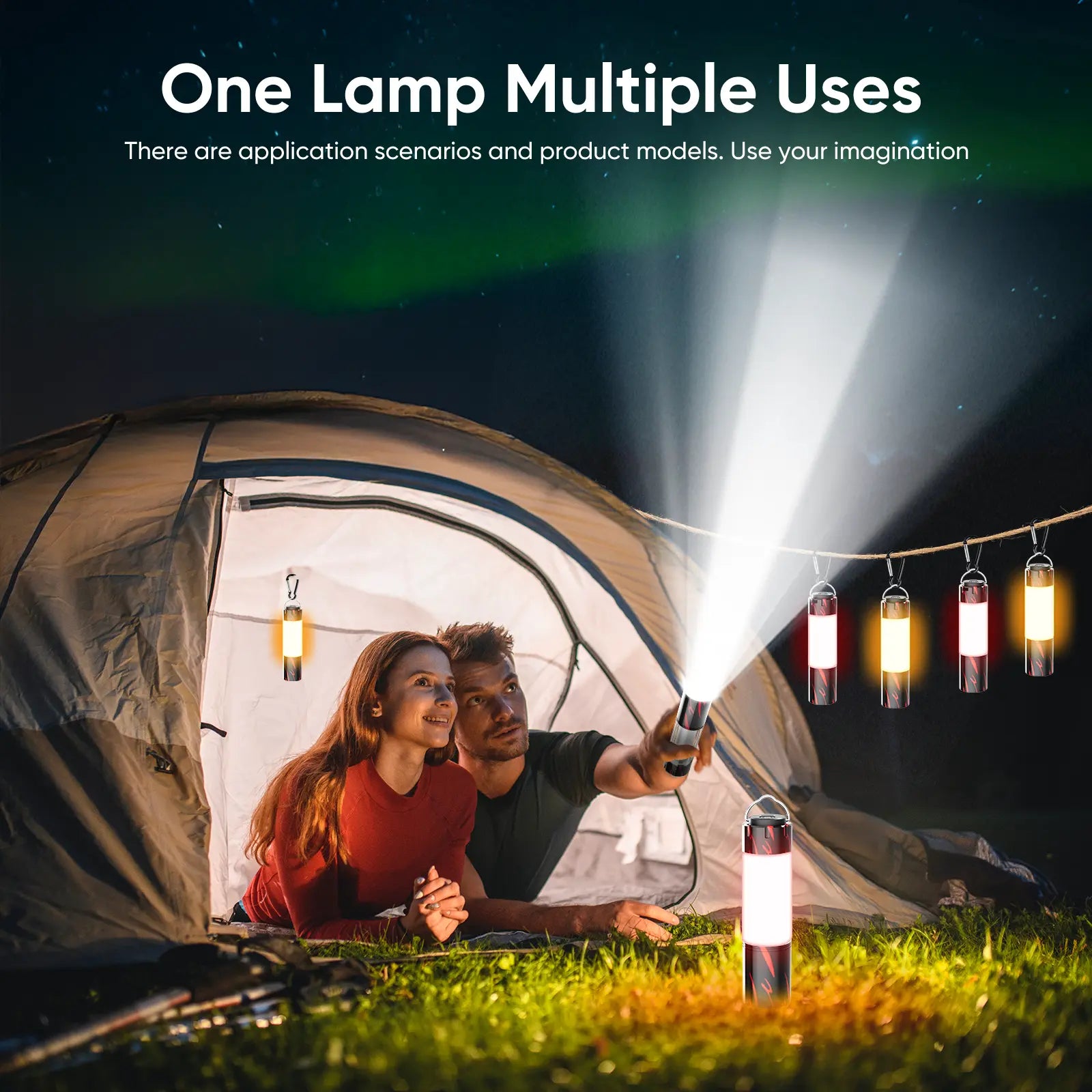 3-in-1 Rechargeable LED Flashlight - Super Bright High Lumens, Adjustable Zoomable, Dimmable, Water Resistant Mini Lantern with Hook, 6 Modes, Portable Outdoor Lighting for Camping, Emergency, Home Use
