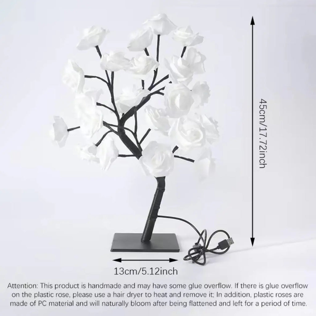 Romantic Rose Tree Lamp USB Plug-in Model Home Decor Party Lights Pink & White Table Lamp for Bedroom Living Room Ideal Gift for Birthdays summerwins