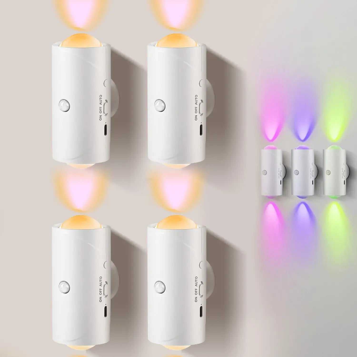 Motion Sensor Light Indoor, Rechargeable Battery Night Light, Ultra-Long Battery Life, Magnetic Stick On Motion Sensor Light 3 Brightness Adjustment Modes for Bedroom, Stairway, Hallway, Outdoor, RGB, Sunset Night Lamp, Christmas, dimmable wall lamp fathe