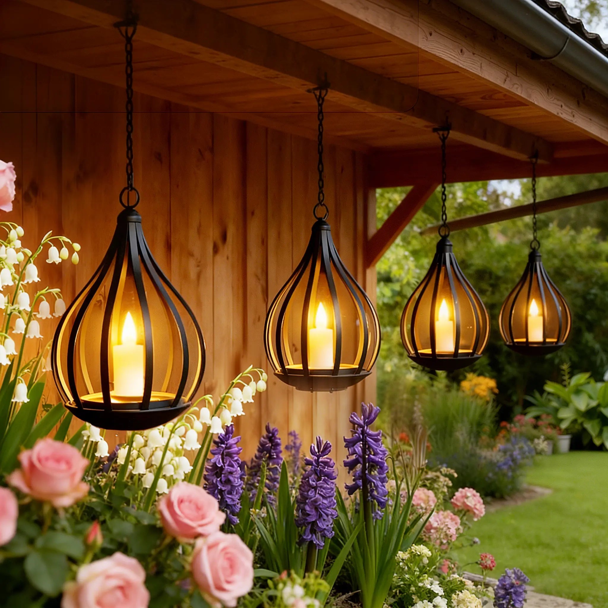 Deals End Sonn, Solar Garden Lights Outdoor Metal Solar Water Drop Shape Candle Lantern 2026 New Design with Flickering Effect & Reflective Patterns, IP65 Waterproof, 20.5 CM × 15.5CM,Outdoor Solar Powered Lights for Patio, Pathway
