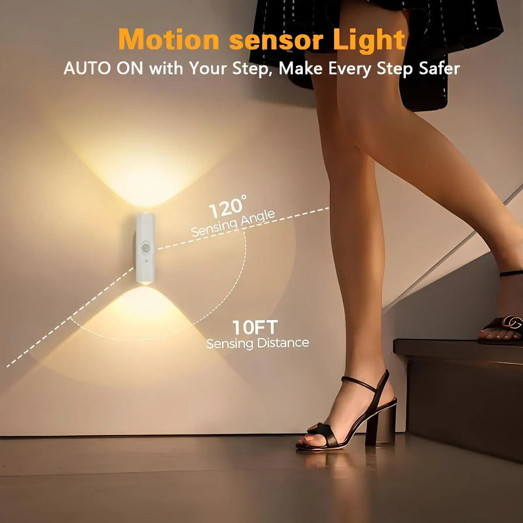2 Pack Smart Rechargeable LED Night Light with Motion Sensor – RGB Gradient Ambient Lighting, Dimmable Wall Lamp, Magnetic & Stick-On Design, USB Convenient Charging, Long-Lasting Battery, Perfect for Halloween Decor, Bedroom, Stairs, Hallway & Entryway