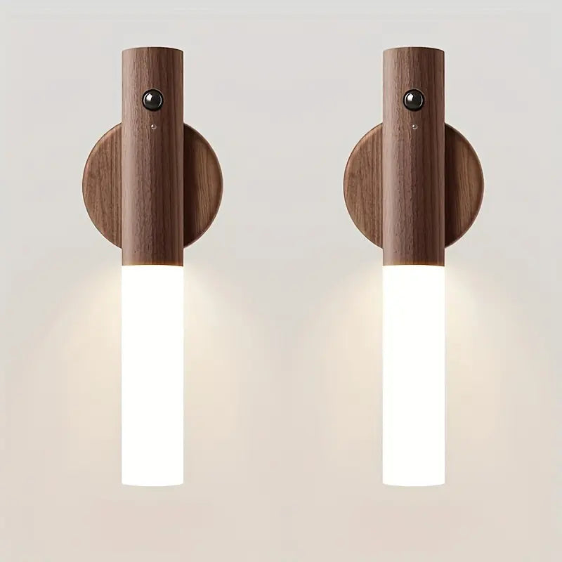 2PCS Motion Sensor LED Night Lights, USB Rechargeable Wireless Magnetic Wall Lights, IPX4 Waterproof Smart Night Lighting with Auto On/Off Detection for Bedroom, Bathroom, Kitchen, Hallway and Stairs, Safe Navigation Light for Home and Apartment Essential