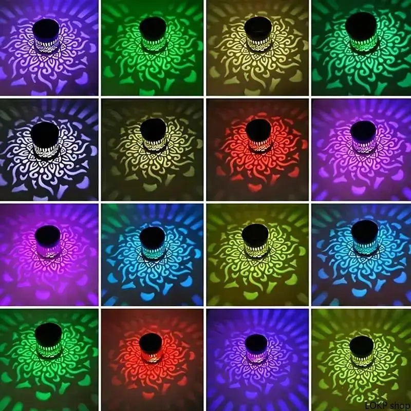 Solar Mandala Projector Wall Lights, 7 Color Changing Waterproof Metal Fence Light, Outdoor Decor for Garden, Patio, Backyard, Courtyard, Outdoor Decorative Lights, Patio Lighting, Solar Powered Lighting