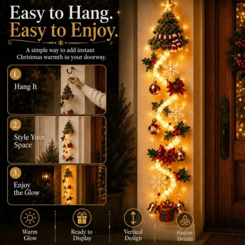 Glowing Christmas Door Hanger, Festive Holiday Decoration, Xztyd-01 Model, Non-Precious Metal Plated, Ideal for Celebrations