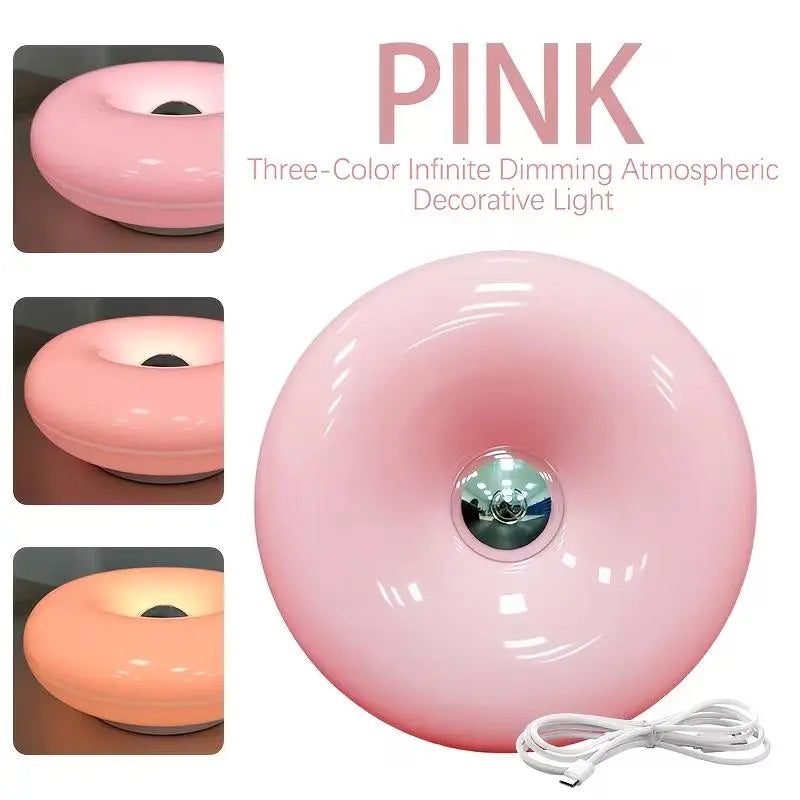 Orange Donut Cozy Lamp，Doughnut LED Night Lamp – Ambient Light, Touch Control,Aesthetic Home Decor & Valentine's Gifts,Birthday(White, Orange,Pink)